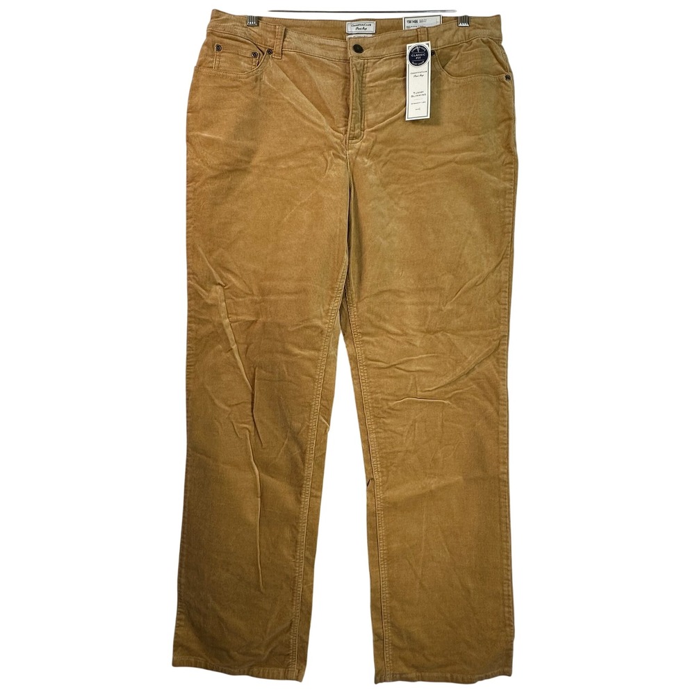 Charter Club Classic Fit Corduroy Pants Warm Tan Toffe Straight Leg 16